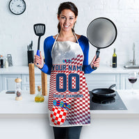 Personalized Croatia Football Eagle Mascot Apron Checkerboard Pattern - Accent Splatters