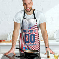 Personalized Croatia Football Eagle Mascot Apron Checkerboard Pattern - Accent Splatters