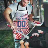 Personalized Croatia Football Eagle Mascot Apron Checkerboard Pattern - Accent Splatters