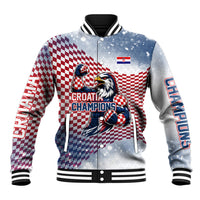 Personalized Croatia Football Eagle Mascot Baseball Jacket Checkerboard Pattern - Accent Splatters