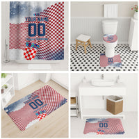 Personalized Croatia Football Eagle Mascot Bathroom Set Checkerboard Pattern - Accent Splatters