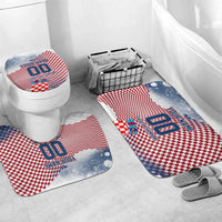 Personalized Croatia Football Eagle Mascot Bathroom Set Checkerboard Pattern - Accent Splatters