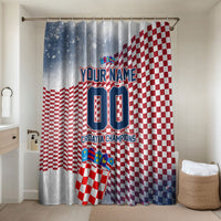 Personalized Croatia Football Eagle Mascot Bathroom Set Checkerboard Pattern - Accent Splatters