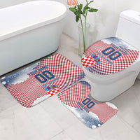 Personalized Croatia Football Eagle Mascot Bathroom Set Checkerboard Pattern - Accent Splatters