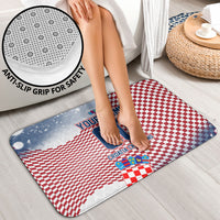 Personalized Croatia Football Eagle Mascot Bathroom Set Checkerboard Pattern - Accent Splatters