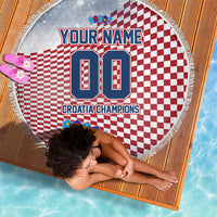 Personalized Croatia Football Eagle Mascot Beach Blanket Checkerboard Pattern - Accent Splatters