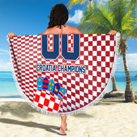 Personalized Croatia Football Eagle Mascot Beach Blanket Checkerboard Pattern - Accent Splatters