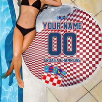 Personalized Croatia Football Eagle Mascot Beach Blanket Checkerboard Pattern - Accent Splatters