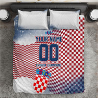 Personalized Croatia Football Eagle Mascot Bedding Set Checkerboard Pattern - Accent Splatters