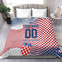 Personalized Croatia Football Eagle Mascot Bedding Set Checkerboard Pattern - Accent Splatters