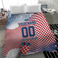 Personalized Croatia Football Eagle Mascot Bedding Set Checkerboard Pattern - Accent Splatters