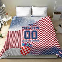 Personalized Croatia Football Eagle Mascot Bedding Set Checkerboard Pattern - Accent Splatters
