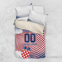 Personalized Croatia Football Eagle Mascot Bedding Set Checkerboard Pattern - Accent Splatters
