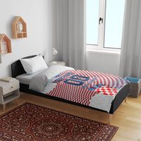 Personalized Croatia Football Eagle Mascot Bedding Set Checkerboard Pattern - Accent Splatters