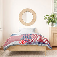 Personalized Croatia Football Eagle Mascot Bedding Set Checkerboard Pattern - Accent Splatters