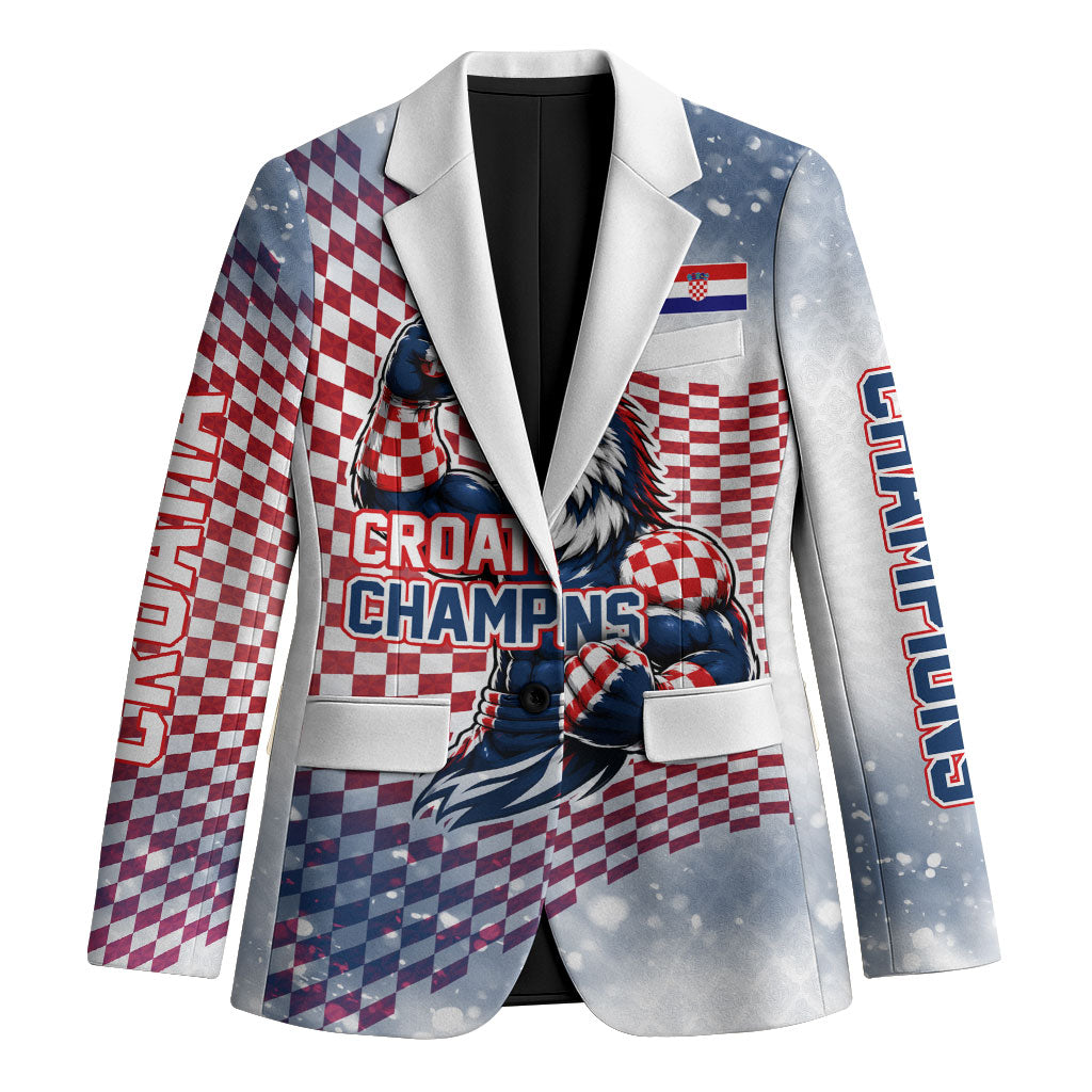 Personalized Croatia Football Eagle Mascot Blazer Checkerboard Pattern - Accent Splatters