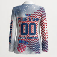 Personalized Croatia Football Eagle Mascot Blazer Checkerboard Pattern - Accent Splatters