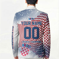 Personalized Croatia Football Eagle Mascot Blazer Checkerboard Pattern - Accent Splatters