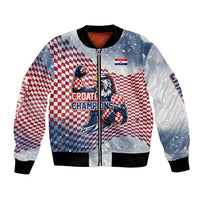 Personalized Croatia Football Eagle Mascot Bomber Jacket Checkerboard Pattern - Accent Splatters
