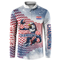 Personalized Croatia Football Eagle Mascot Button Sweatshirt Checkerboard Pattern - Accent Splatters