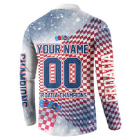 Personalized Croatia Football Eagle Mascot Button Sweatshirt Checkerboard Pattern - Accent Splatters