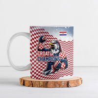 Personalized Croatia Football Eagle Mascot Ceramic Mug Checkerboard Pattern - Accent Splatters