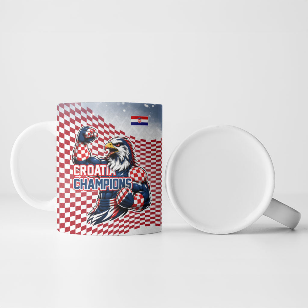 Personalized Croatia Football Eagle Mascot Ceramic Mug Checkerboard Pattern - Accent Splatters