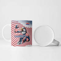 Personalized Croatia Football Eagle Mascot Ceramic Mug Checkerboard Pattern - Accent Splatters