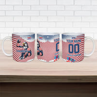 Personalized Croatia Football Eagle Mascot Ceramic Mug Checkerboard Pattern - Accent Splatters