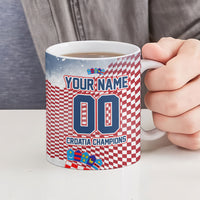 Personalized Croatia Football Eagle Mascot Ceramic Mug Checkerboard Pattern - Accent Splatters