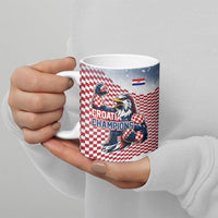 Personalized Croatia Football Eagle Mascot Ceramic Mug Checkerboard Pattern - Accent Splatters