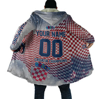 Personalized Croatia Football Eagle Mascot Cloak Checkerboard Pattern - Accent Splatters