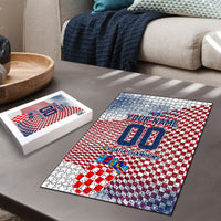 Personalized Croatia Football Eagle Mascot Puzzle Checkerboard Pattern - Accent Splatters