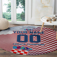 Personalized Croatia Football Eagle Mascot Round Carpet Checkerboard Pattern - Accent Splatters