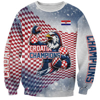 Personalized Croatia Football Eagle Mascot Sweatshirt Checkerboard Pattern - Accent Splatters