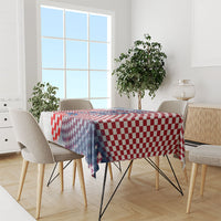 Personalized Croatia Football Eagle Mascot Tablecloth Checkerboard Pattern - Accent Splatters