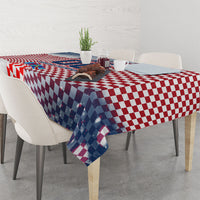 Personalized Croatia Football Eagle Mascot Tablecloth Checkerboard Pattern - Accent Splatters