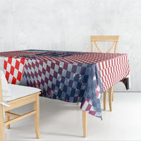Personalized Croatia Football Eagle Mascot Tablecloth Checkerboard Pattern - Accent Splatters