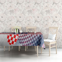 Personalized Croatia Football Eagle Mascot Tablecloth Checkerboard Pattern - Accent Splatters