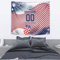 Personalized Croatia Football Eagle Mascot Tapestry Checkerboard Pattern - Accent Splatters