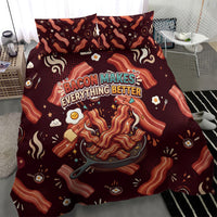 International Bacon Day Bedding Set Retro Bacon Pattern With Sizzling Skillet Graphic