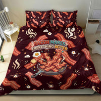 International Bacon Day Bedding Set Retro Bacon Pattern With Sizzling Skillet Graphic