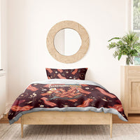 International Bacon Day Bedding Set Retro Bacon Pattern With Sizzling Skillet Graphic
