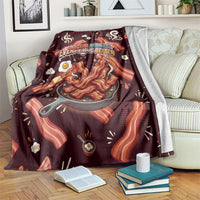 International Bacon Day Blanket Retro Bacon Pattern With Sizzling Skillet Graphic