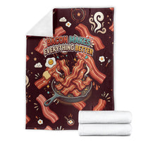 International Bacon Day Blanket Retro Bacon Pattern With Sizzling Skillet Graphic