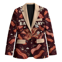 International Bacon Day Blazer Retro Bacon Pattern With Sizzling Skillet Graphic