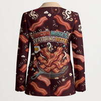 International Bacon Day Blazer Retro Bacon Pattern With Sizzling Skillet Graphic