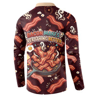 International Bacon Day Button Sweatshirt Retro Bacon Pattern With Sizzling Skillet Graphic