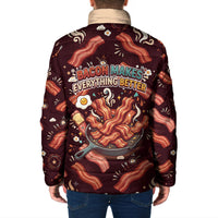 International Bacon Day Padded Jacket Retro Bacon Pattern With Sizzling Skillet Graphic