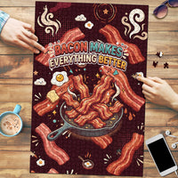 International Bacon Day Puzzle Retro Bacon Pattern With Sizzling Skillet Graphic